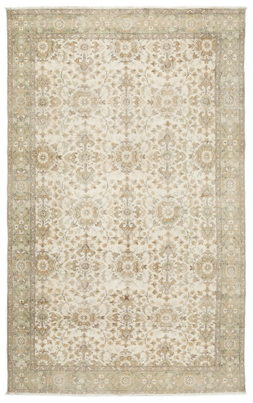 Atina Beige Vintage Wool Handmade Area Rug 6'1" x 10'0"