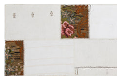 Teselya 1216 White Floral Wool Handmade Area Rug 5'3" x 7'7"