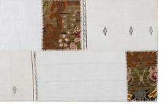 Teselya 1216 White Floral Wool Handmade Area Rug 5'3" x 7'7"