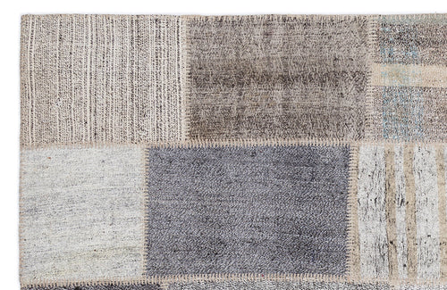 Teselya 1219 Beige Striped Wool Handmade Area Rug 5'3" x 7'7"