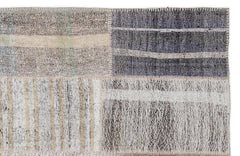 Teselya 1219 Beige Striped Wool Handmade Area Rug 5'3" x 7'7"