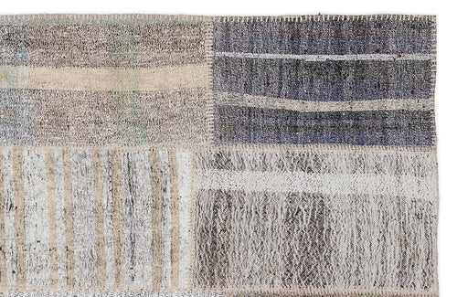 Teselya 1219 Beige Striped Wool Handmade Area Rug 5'3" x 7'7"