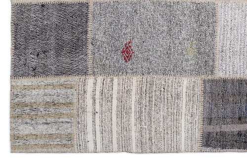 Teselya 1219 Beige Striped Wool Handmade Area Rug 5'3" x 7'7"