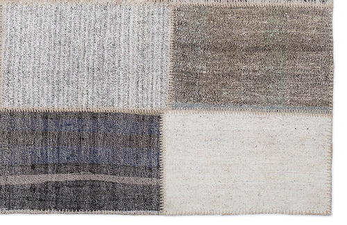 Teselya 1219 Beige Striped Wool Handmade Area Rug 5'3" x 7'7"