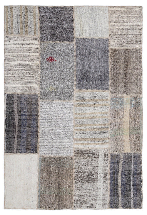 Teselya 1219 Beige Striped Wool Handmade Area Rug 5'3" x 7'7"