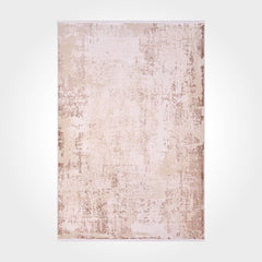 Modern Viscose Area Rug – Pink Cream Machine Made Rug With Cotton Weft