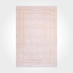 Cream Viscose Area Rug – Machine Made Rug With Overlocked Edge & Soft Pile