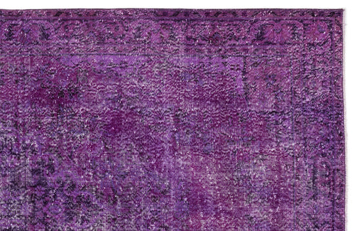 Atina Purple Vintage Wool Handmade Area Rug 6'2" x 8'10"