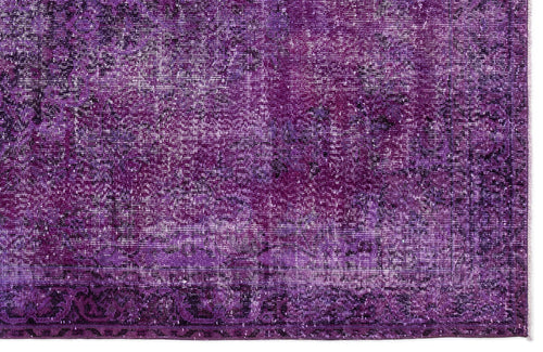 Atina Purple Vintage Wool Handmade Area Rug 6'2" x 8'10"