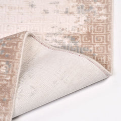 Modern Area Rug – Machine Made Cream Polyester Carpet for Living Room