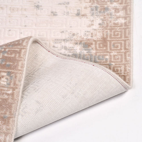 Modern Area Rug – Machine Made Cream Polyester Carpet for Living Room