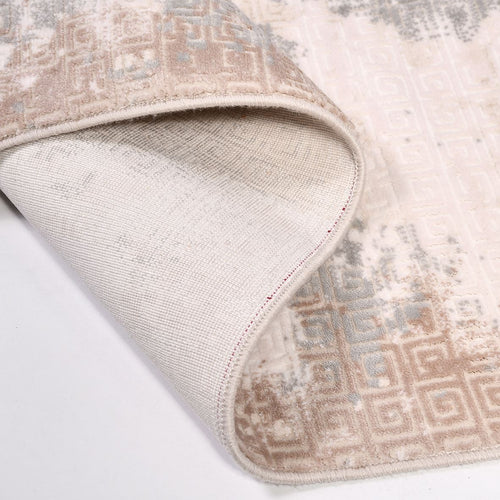 Modern Area Rug – Machine Made Cream Polyester Carpet for Living Room