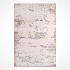 Modern Area Rug – Machine Made Cream Polyester Carpet for Living Room