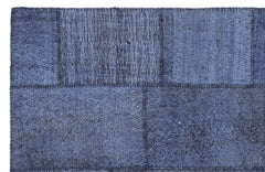 Teselya 1223 Blue Patchwork Wool Handmade Area Rug 5'3" x 7'7"