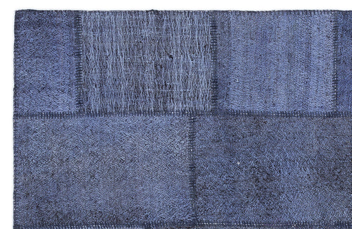 Teselya 1223 Blue Patchwork Wool Handmade Area Rug 5'3" x 7'7"