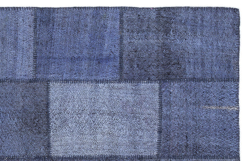 Teselya 1223 Blue Patchwork Wool Handmade Area Rug 5'3" x 7'7"