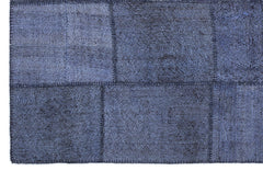 Teselya 1223 Blue Patchwork Wool Handmade Area Rug 5'3" x 7'7"