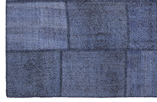 Teselya 1223 Blue Patchwork Wool Handmade Area Rug 5'3" x 7'7"
