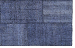 Teselya 1223 Blue Patchwork Wool Handmade Area Rug 5'3" x 7'7"