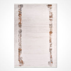 Cream Frame Area Rug - Machine Made Polyester Rug With Non Slip Backing