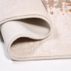 Cream Frame Area Rug - Machine Made Polyester Rug With Non Slip Backing