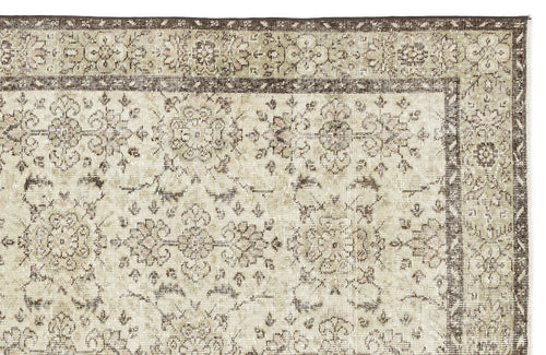 Atina Beige Vintage Wool Handmade Area Rug 6'2" x 9'9"
