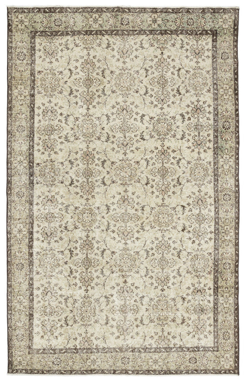 Atina Beige Vintage Wool Handmade Area Rug 6'2" x 9'9"