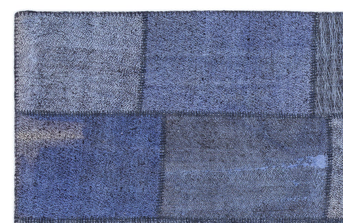Teselya 1225 Blue Patchwork Wool Handmade Area Rug 5'3" x 7'7"