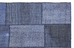 Teselya 1225 Blue Patchwork Wool Handmade Area Rug 5'3" x 7'7"