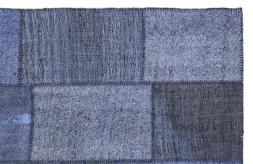 Teselya 1225 Blue Patchwork Wool Handmade Area Rug 5'3" x 7'7"