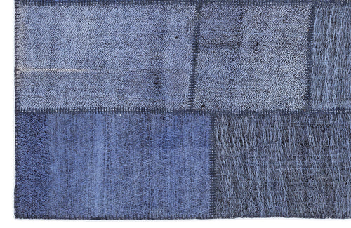 Teselya 1225 Blue Patchwork Wool Handmade Area Rug 5'3" x 7'7"