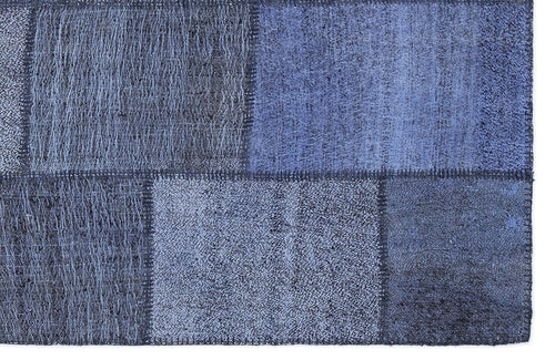 Teselya 1225 Blue Patchwork Wool Handmade Area Rug 5'3" x 7'7"