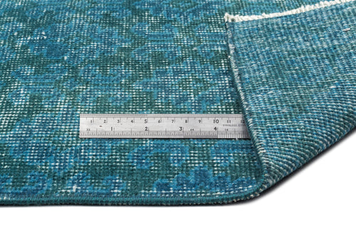 Atina Turquoise Vintage Wool Handmade Area Rug 6'11" x 10'1"