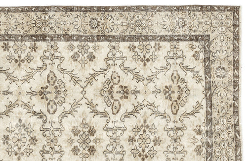 Atina Beige Vintage Wool Handmade Area Rug 5'7" x 8'4"