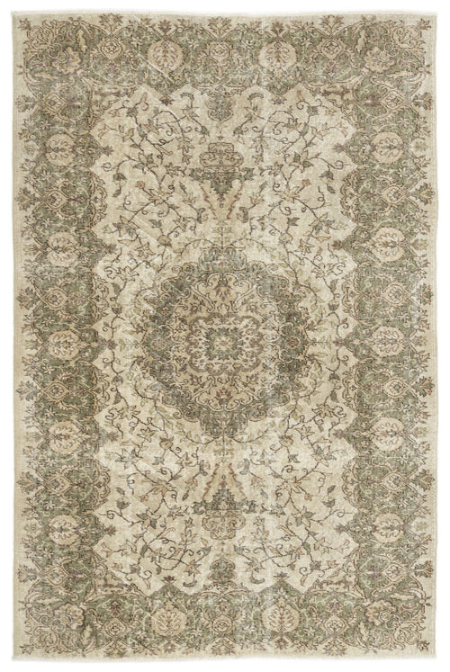 Atina Beige Vintage Wool Handmade Area Rug 5'9" x 8'9"
