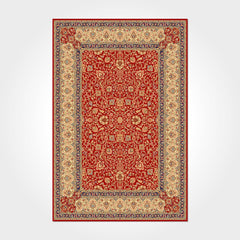 Digital Print Area Rug - Washable Non Slip Chenille Cotton Rug With Red Frame
