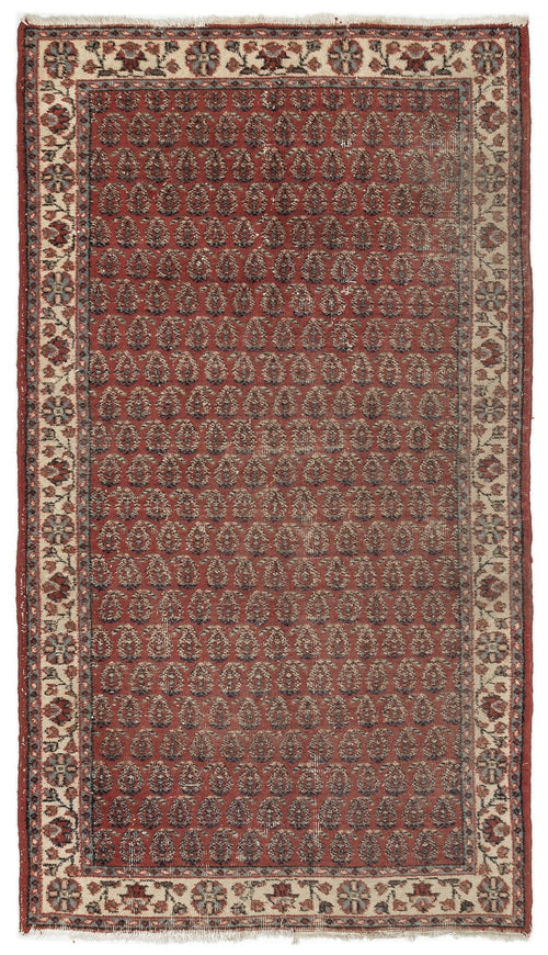 Atina Brown Vintage Wool Handmade Area Rug 4'0" x 7'1"