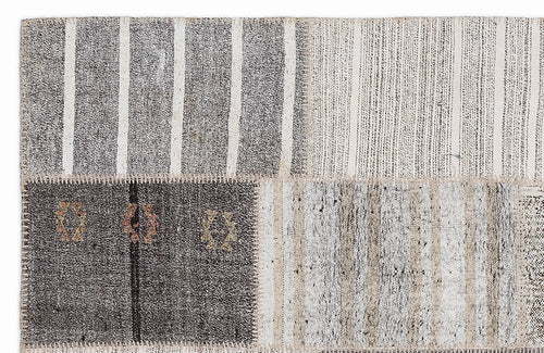 Teselya 1236 Beige Striped Wool Handmade Area Rug 5'3" x 7'7"