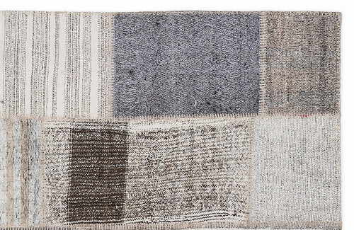 Teselya 1236 Beige Striped Wool Handmade Area Rug 5'3" x 7'7"