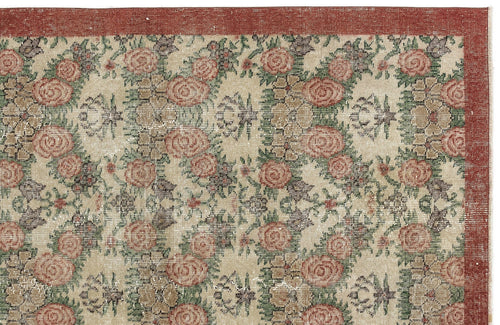 Atina Red Floral Wool Handmade Area Rug 3'9" x 6'7"