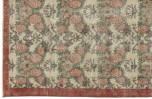 Atina Red Floral Wool Handmade Area Rug 3'9" x 6'7"