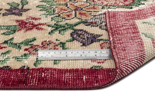 Atina Beige Vintage Wool Handmade Area Rug 3'6" x 7'2"