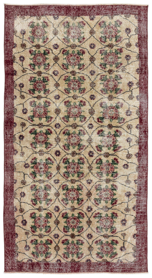 Atina Beige Vintage Wool Handmade Area Rug 3'6" x 6'7"