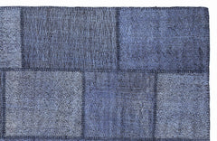Teselya 1239 Blue Patchwork Wool Handmade Area Rug 5'3" x 7'7"