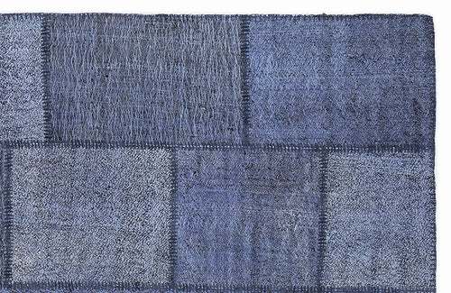Teselya 1239 Blue Patchwork Wool Handmade Area Rug 5'3" x 7'7"