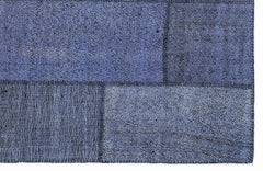 Teselya 1239 Blue Patchwork Wool Handmade Area Rug 5'3" x 7'7"