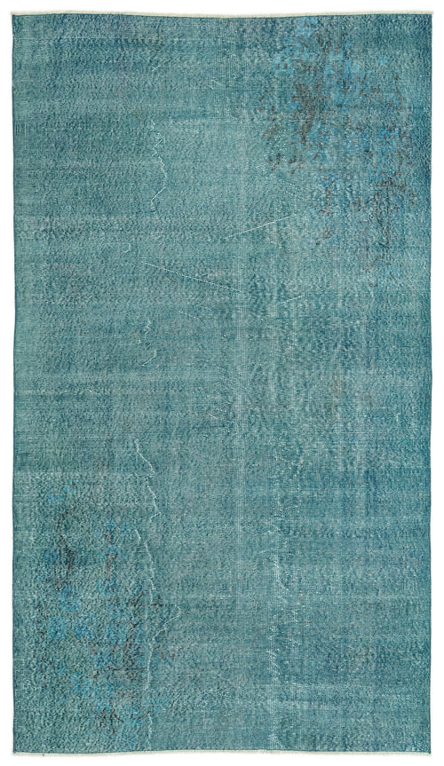 Atina Turquoise Vintage Wool Handmade Area Rug 4'11" x 8'8"