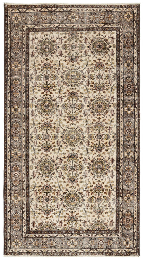 Atina Beige Vintage Wool Handmade Area Rug 4'8" x 8'6"
