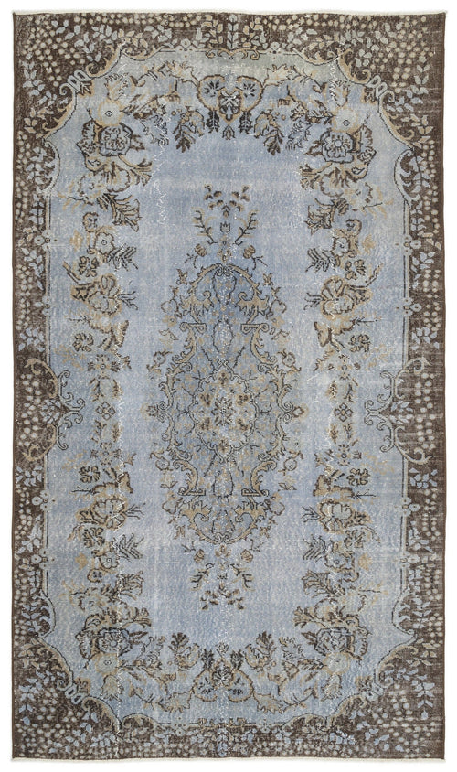 Atina Blue Vintage Wool Handmade Area Rug 5'6" x 9'7"
