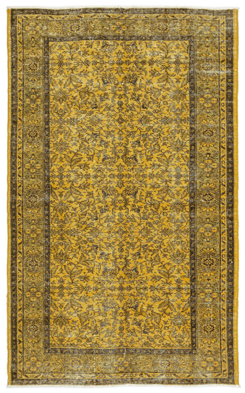 Atina Yellow Vintage Wool Handmade Area Rug 4'8" x 7'7"